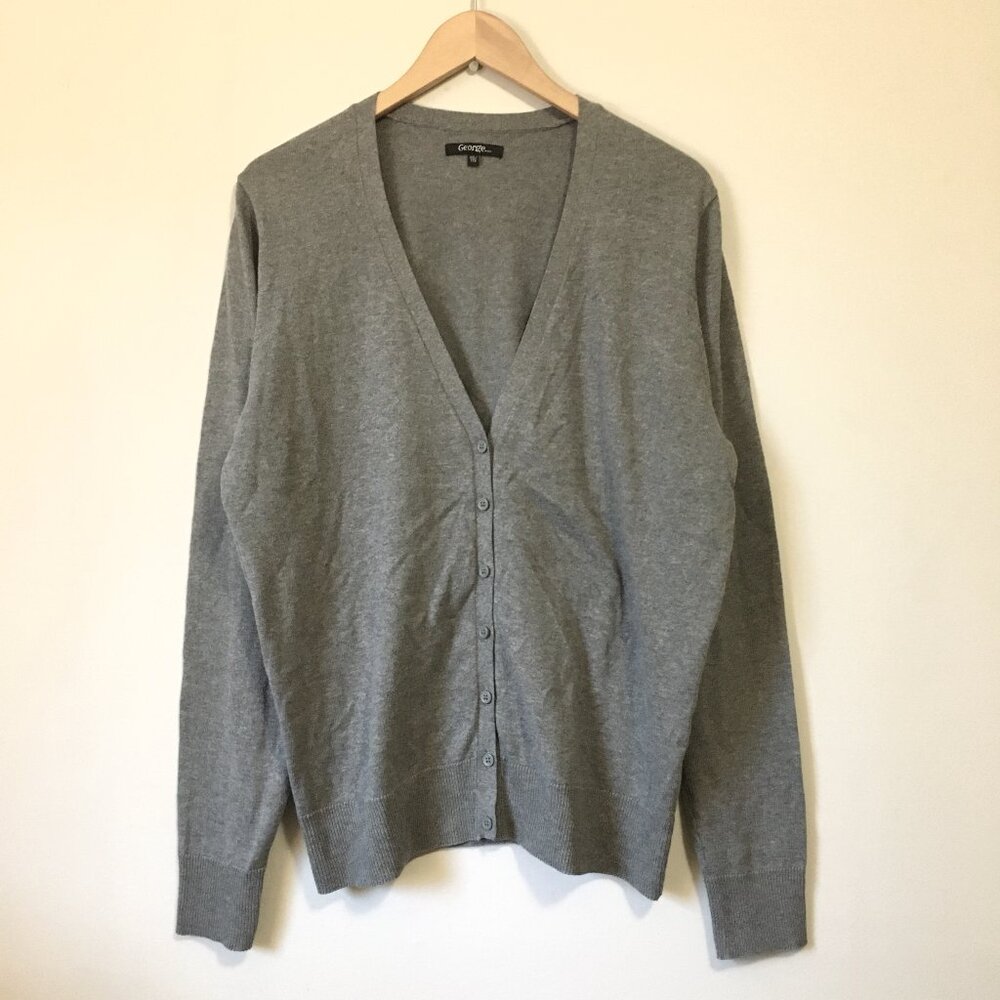 90s Grunge Computer Grey 100% Cotton Button Down Cardigan - XXL
